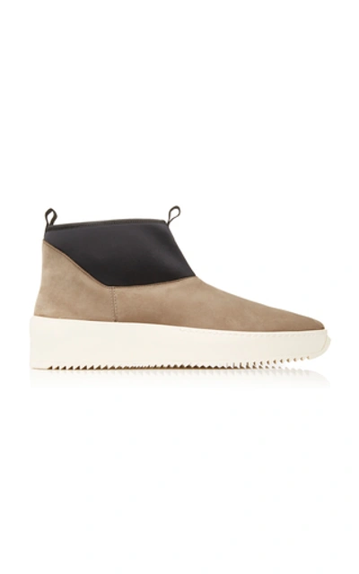 Shop Fear Of God Polar Wolf Leather And Neoprene Boots In Brown