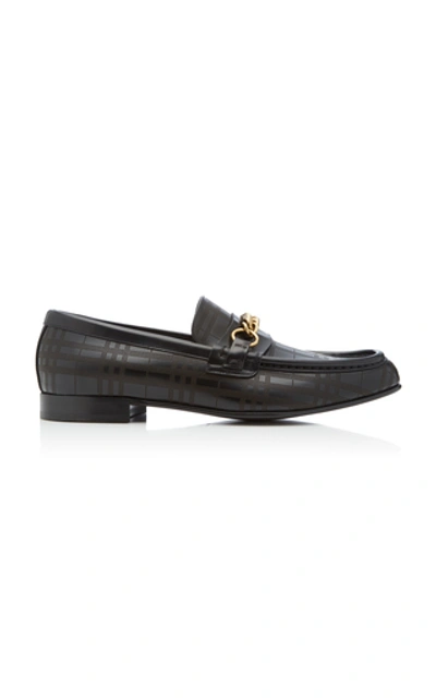 Shop Burberry Moorley Embossed Leather Loafers In Black