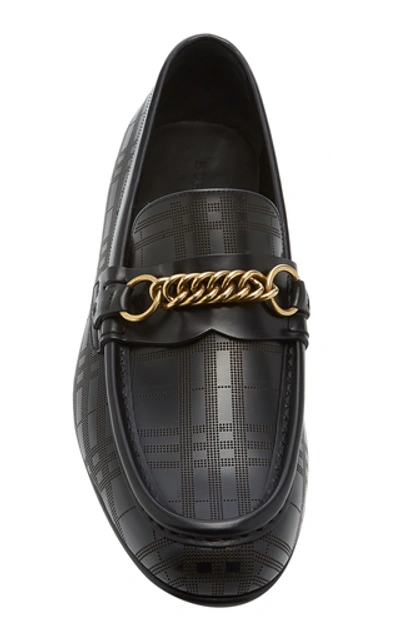 Shop Burberry Moorley Embossed Leather Loafers In Black