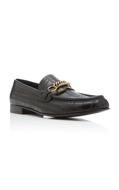Shop Burberry Moorley Embossed Leather Loafers In Black