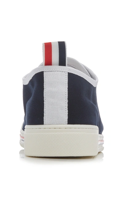 Shop Thom Browne Striped Canvas Sneakers In Black