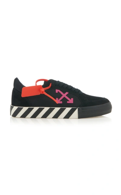 Shop Off-white Suede And Canvas Low-top Sneakers In Black