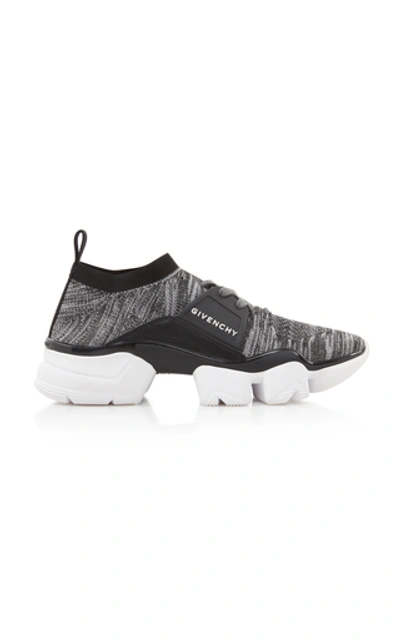 Shop Givenchy Jaw Leather And Nylon Sneakers In Grey