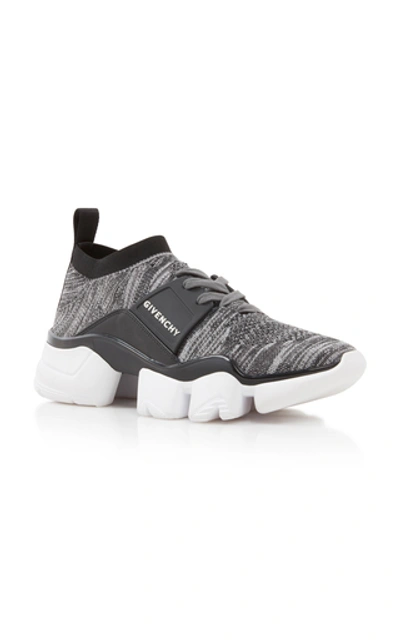 Shop Givenchy Jaw Leather And Nylon Sneakers In Grey