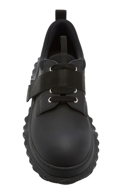 Shop Marni Leather, Rubber And Mesh Sneakers In Black