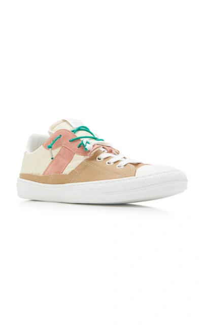 Shop Maison Margiela Replica Suede, Shell And Canvas Low-top Sneakers In Neutral