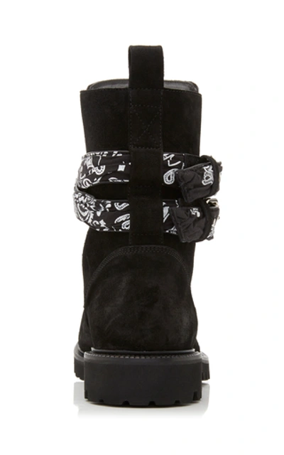 Shop Amiri Bandana-trimmed Suede Combat Boots In Black