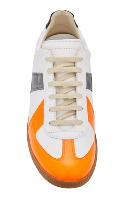 Shop Maison Margiela Replica Suede-paneled Low-top Sneakers In White