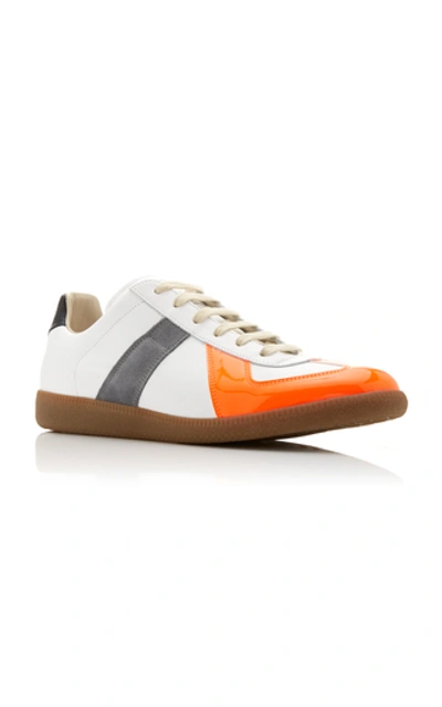 Shop Maison Margiela Replica Suede-paneled Low-top Sneakers In White