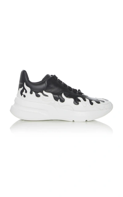 Shop Alexander Mcqueen Paneled Leather Sneakers In Black/white