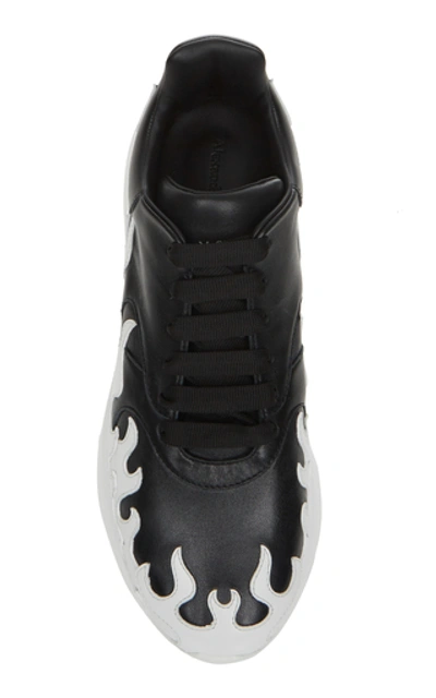 Shop Alexander Mcqueen Paneled Leather Sneakers In Black/white