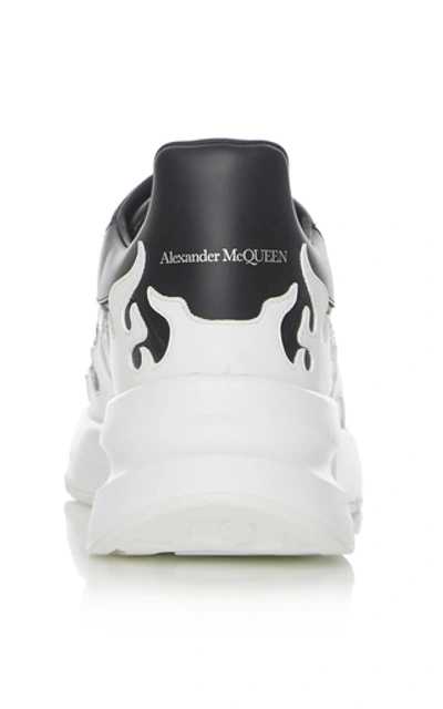 Shop Alexander Mcqueen Paneled Leather Sneakers In Black/white
