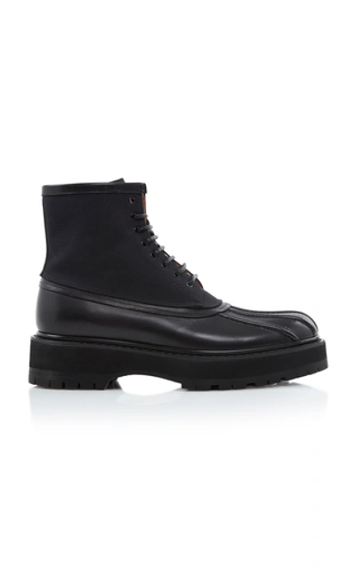 Shop Givenchy Camden Leather And Canvas Boots In Black