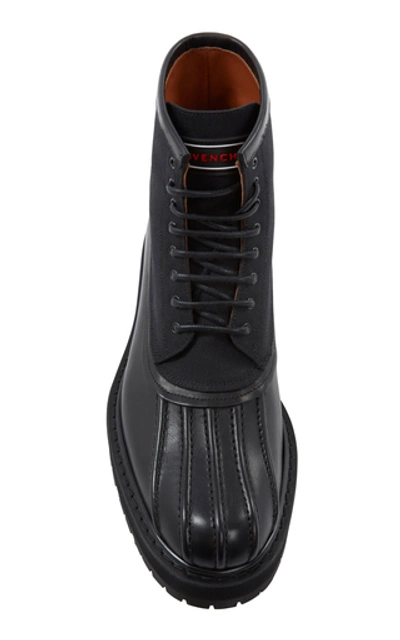 Shop Givenchy Camden Leather And Canvas Boots In Black