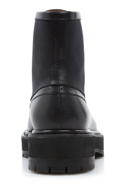 Shop Givenchy Camden Leather And Canvas Boots In Black
