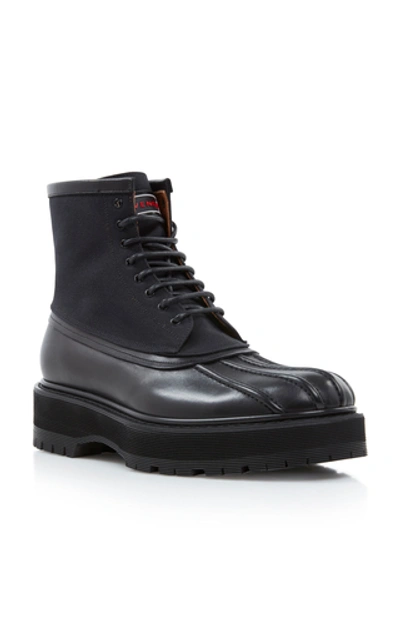 Shop Givenchy Camden Leather And Canvas Boots In Black