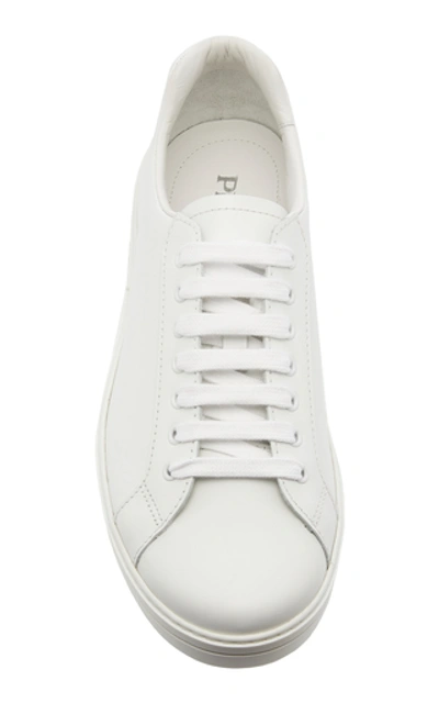 Shop Prada Vitello Plume Leather Sneakers In White