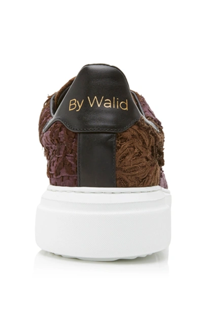 Shop By Walid Embroidered Antique Silk Low-top Sneakers In Multi