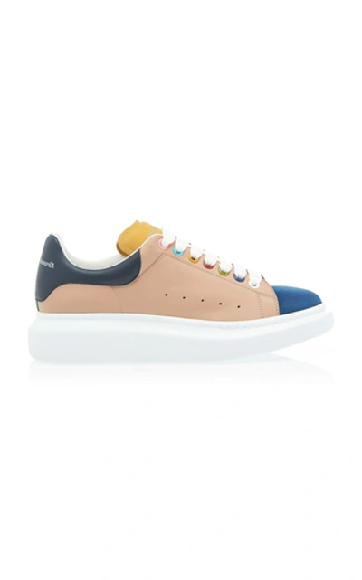 Shop Alexander Mcqueen Colorblocked Leather Sneakers  In Multi