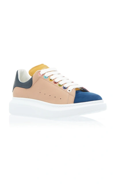 Shop Alexander Mcqueen Colorblocked Leather Sneakers  In Multi