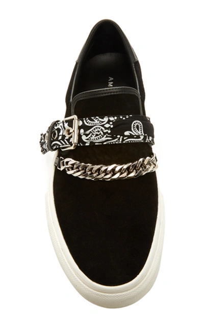 Shop Amiri Embellished Suede Sneakers In Black