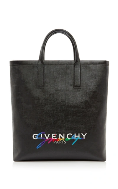 Shop Givenchy Tag Printed Leather Tote In Black