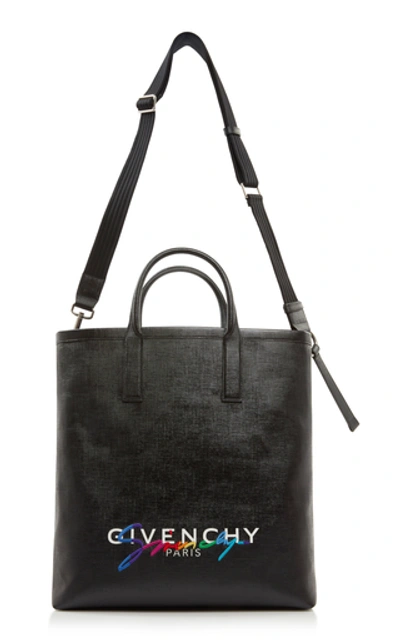 Shop Givenchy Tag Printed Leather Tote In Black