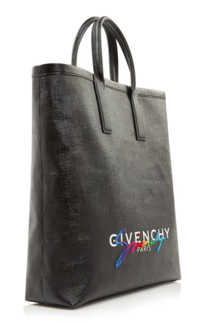 Shop Givenchy Tag Printed Leather Tote In Black