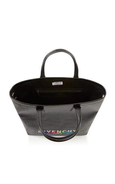 Shop Givenchy Tag Printed Leather Tote In Black