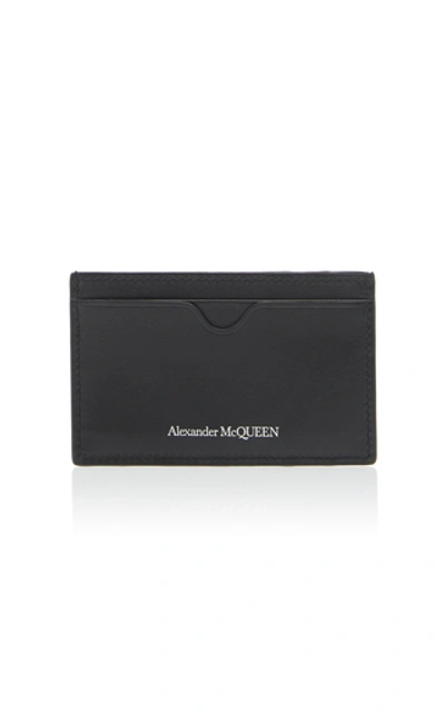 Shop Alexander Mcqueen Printed Leather Cardholder In Black