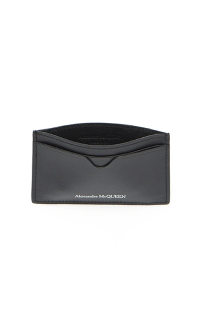Shop Alexander Mcqueen Printed Leather Cardholder In Black