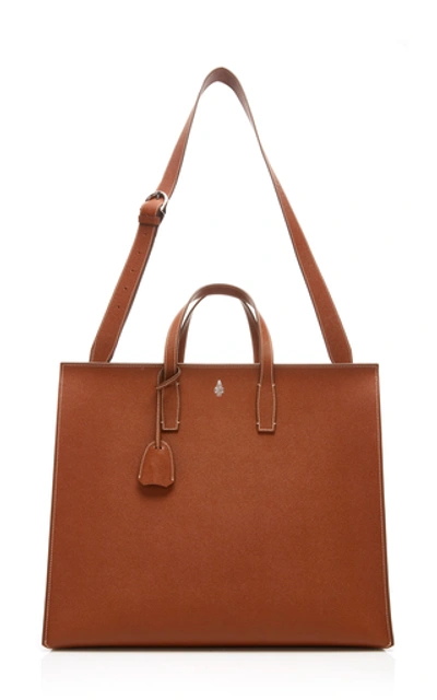 Shop Mark Cross Fitzgerald Textured-leather Tote In Brown