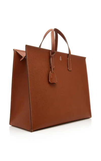 Shop Mark Cross Fitzgerald Textured-leather Tote In Brown