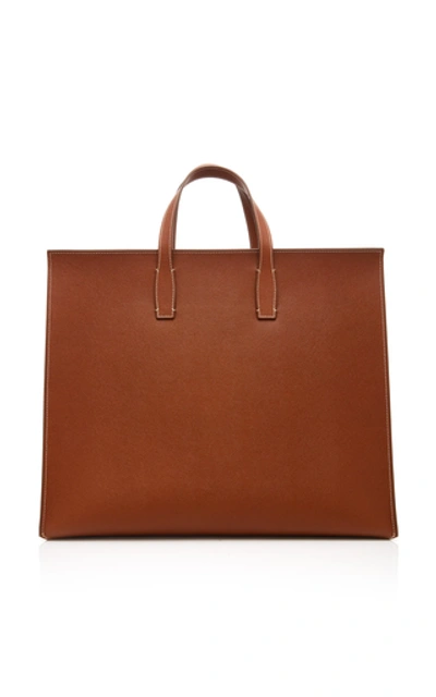 Shop Mark Cross Fitzgerald Textured-leather Tote In Brown