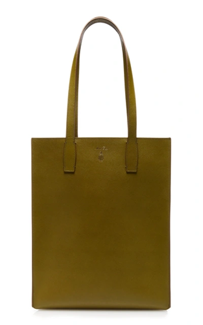 Shop Mark Cross Fitzgerald Ns Leather Tote In Green
