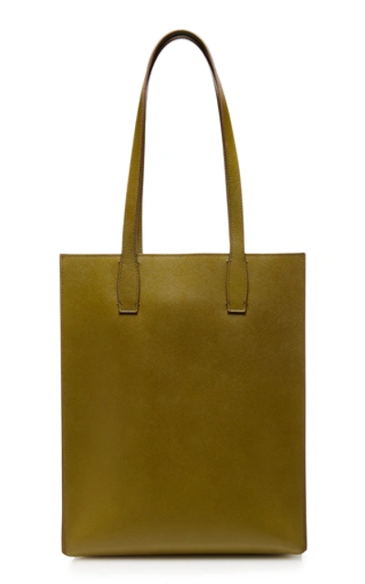 Shop Mark Cross Fitzgerald Ns Leather Tote In Green