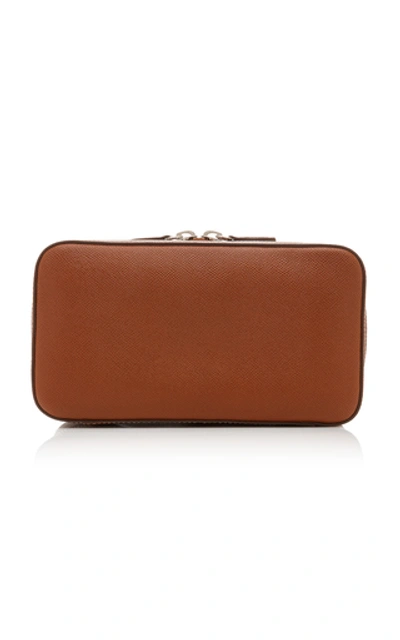 Shop Mark Cross Textured-leather Wash Bag In Brown