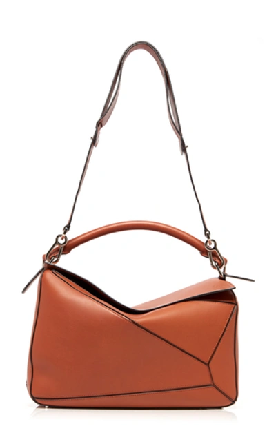 Shop Loewe Puzzle Large Leather Shoulder Bag In Brown