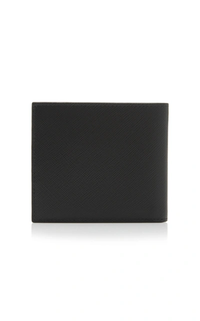 Shop Prada Striped Textured-leather Cardholder In Black