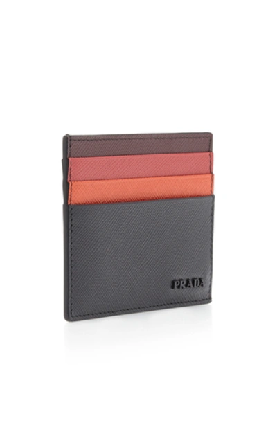 Shop Prada Multicolored Saffiano Leather Card Case  In Black