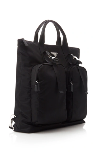 Shop Prada Convertible Nylon Tote Bag In Black