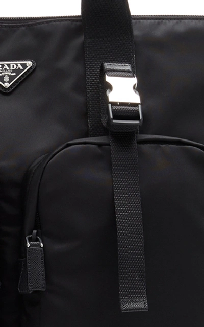 Shop Prada Convertible Nylon Tote Bag In Black