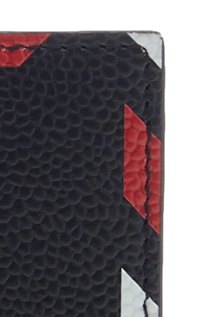 Shop Thom Browne Airmail-print Pebble-grain Leather Billfold Wallet  In Navy