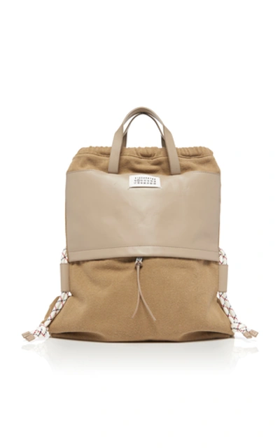 Shop Maison Margiela Faux-leather And Canvas Convertible Backpack In Neutral