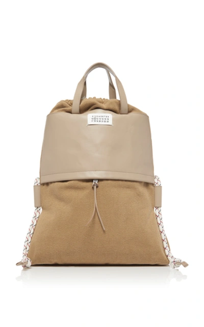 Shop Maison Margiela Faux-leather And Canvas Convertible Backpack In Neutral