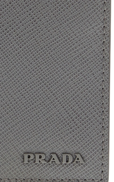Shop Prada Textured-leather Wallet In Grey