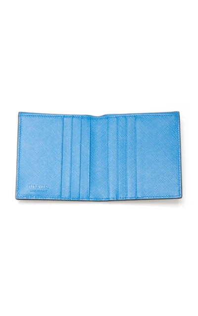 Shop Prada Textured-leather Billfold Wallet In Blue