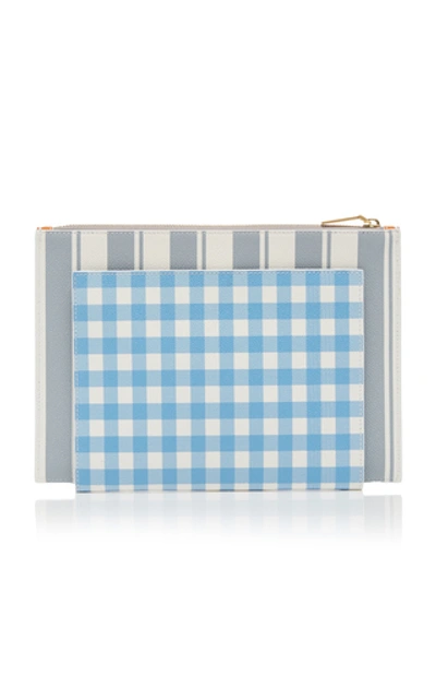 Shop Thom Browne Striped Textured-leather Card Holder In Multi