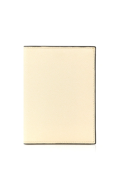 Shop Valextra 3cc Leather Passport Holder  In White