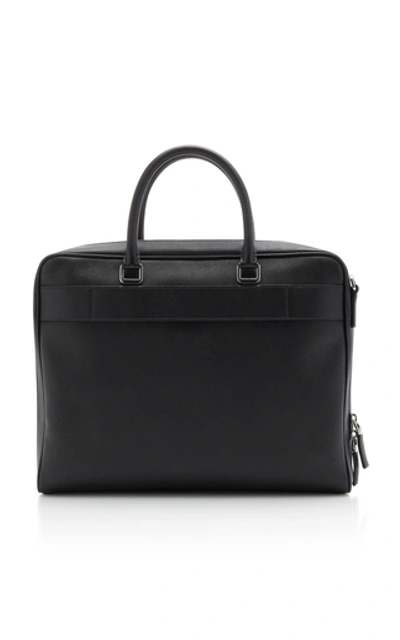 Shop Prada Textured-leather Briefcase In Black